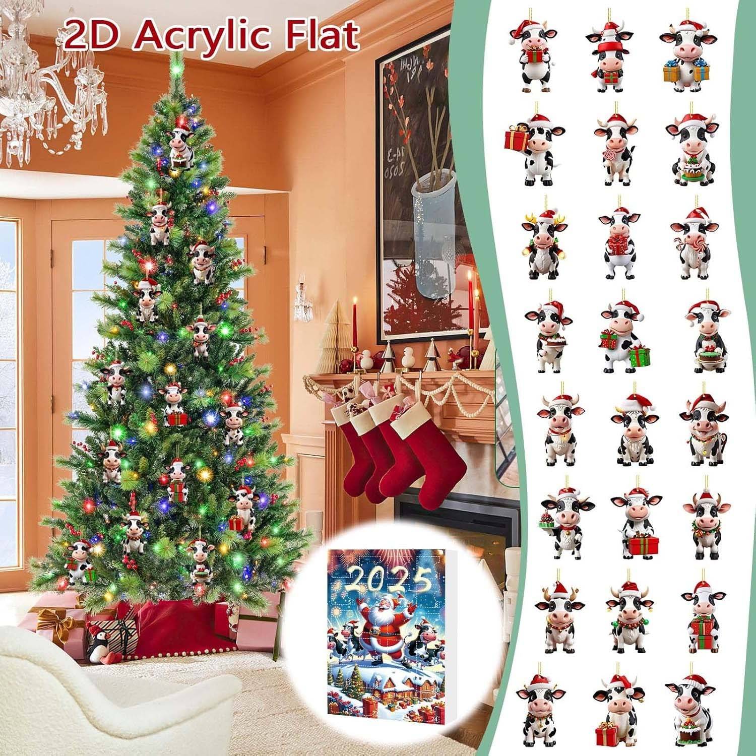 Calendrier de l’Avent de Noël 2025 vache Highland blind box, 24 jours de Noël, pendentifs décoratifs sapin, cadeaux à collectionner - Image 7