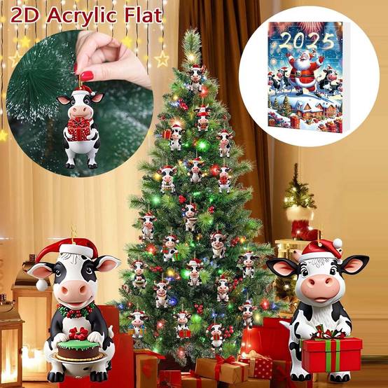 Calendrier de l’Avent de Noël 2025 vache Highland blind box, 24 jours de Noël, pendentifs décoratifs sapin, cadeaux à collectionner - Image 3