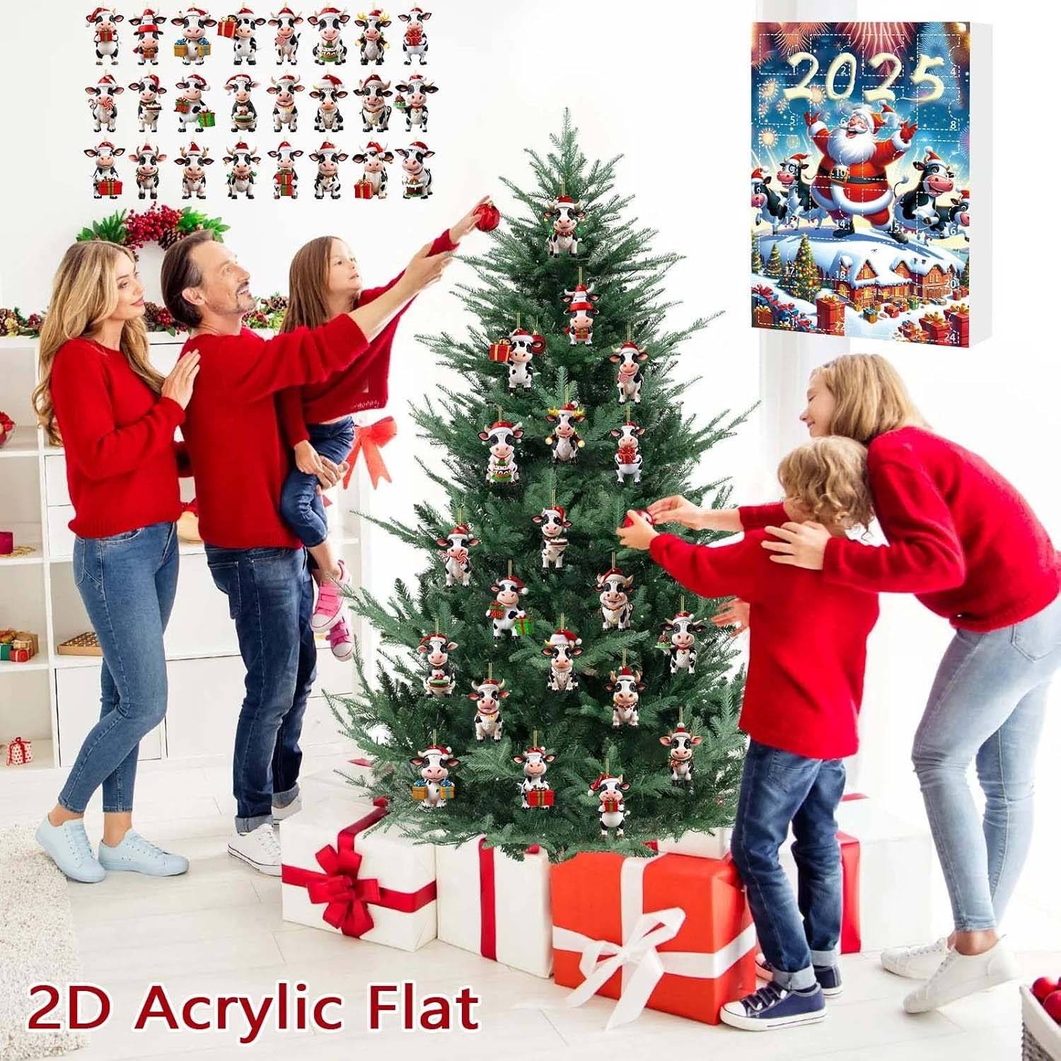 Calendrier de l’Avent de Noël 2025 vache Highland blind box, 24 jours de Noël, pendentifs décoratifs sapin, cadeaux à collectionner - Image 5
