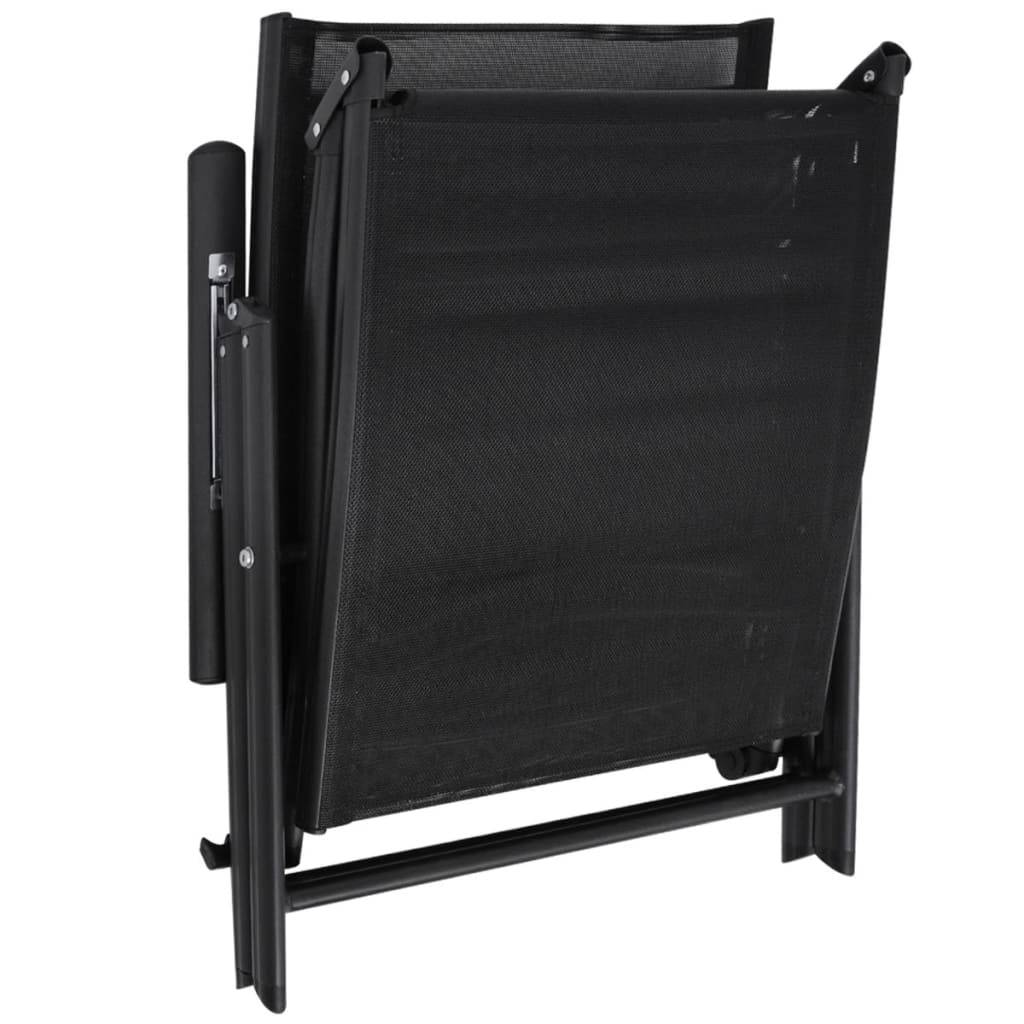 Helloshop26 - Transat chaise longue bain de soleil lit de jardin terrasse meuble d'extérieur pliable aluminium noir - Imagen 5