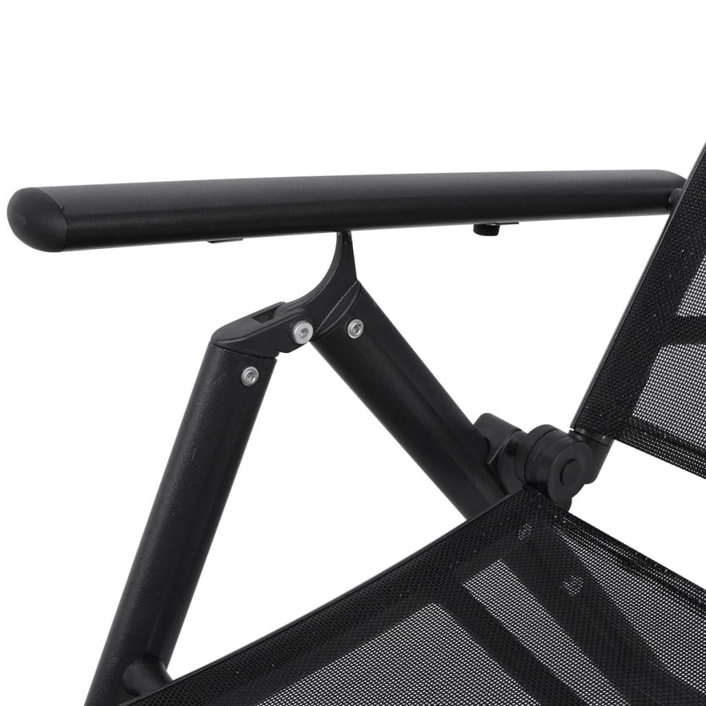 Helloshop26 - Transat chaise longue bain de soleil lit de jardin terrasse meuble d'extérieur pliable aluminium noir - Imagen 4