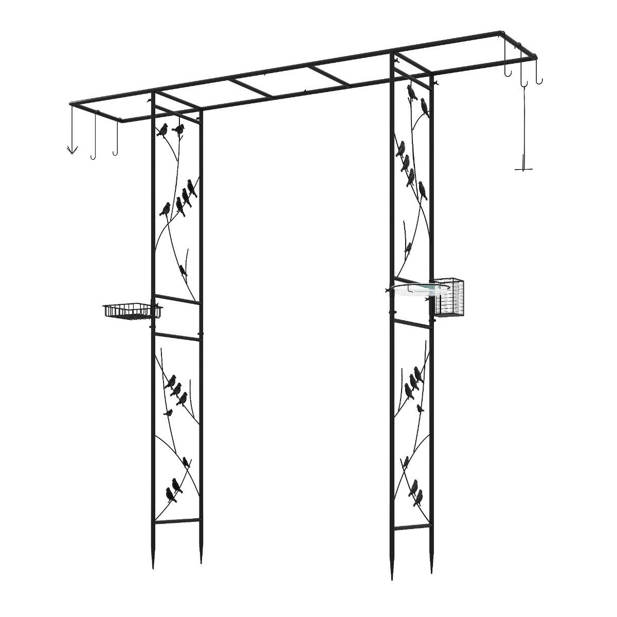 Station d'Alimentation pour Jardin Treillis avec Bol d'Eau Plateau en Filet Mangeoire à Oiseaux et Soutenir Noir MAISON CHIC - Image 1