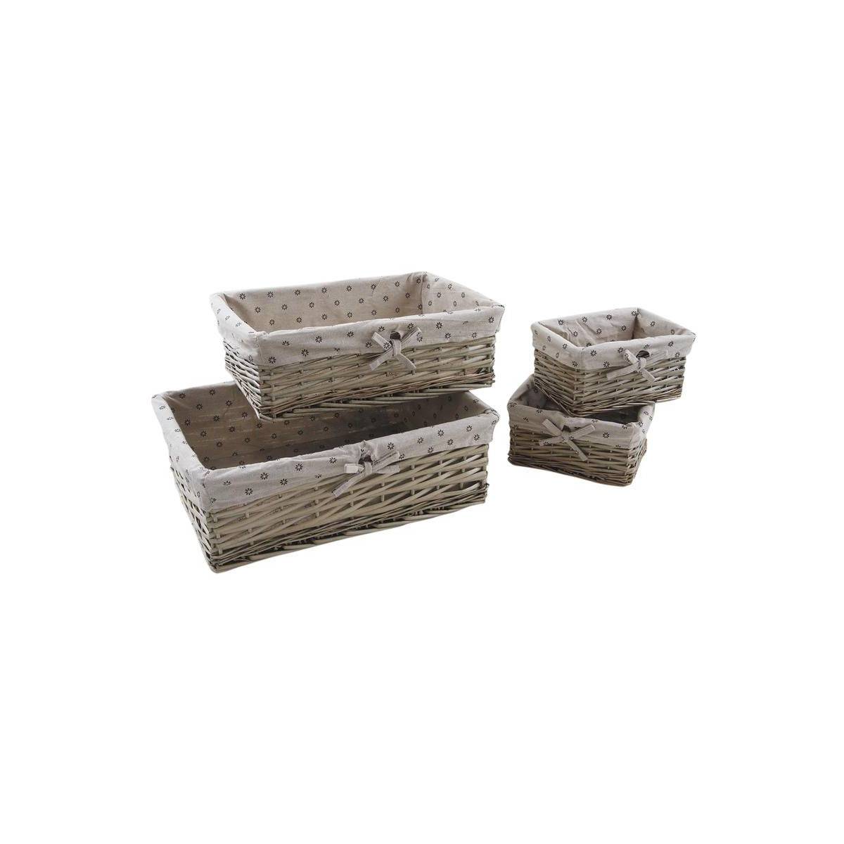 Aubry Gaspard - Corbeille rangement avec doublure tissu (Lot de 4)