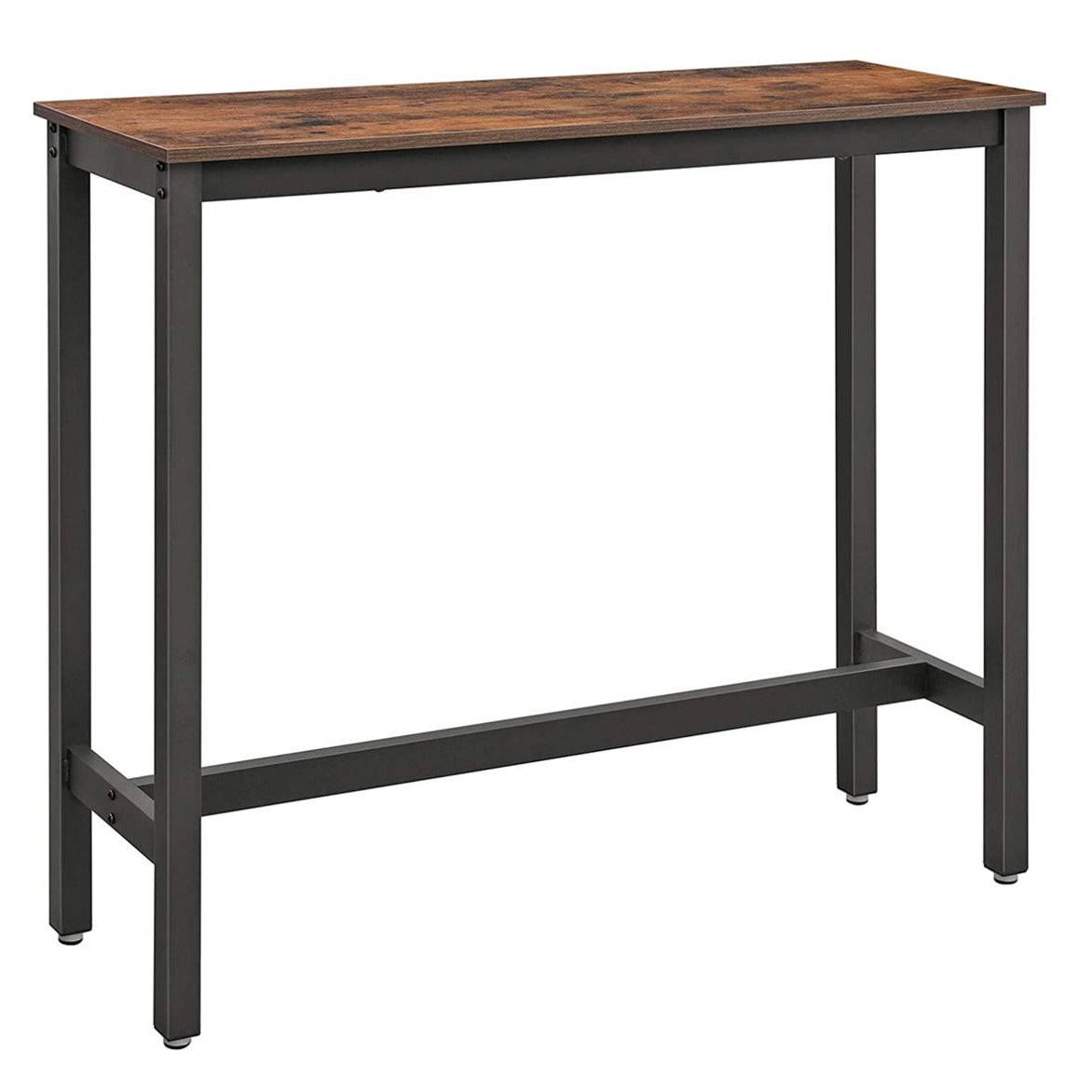 Helloshop26 - Table de bar table haute fine table de cuisine 120 x 40 x 100 cm table de salle à manger avec cadre métallique robuste montage facile marron rustique - Imagen 1