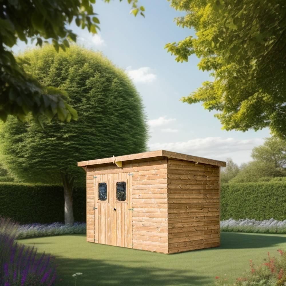 Habrita - Abri THEORA en bois - 7,33 m² sans plancher - toit mono pente bac acier Habrita