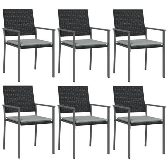 Chaises de jardin et coussins lot de 6 noir 54 x 62.5 x 89 cm rotin - PANGIVO - Image 2