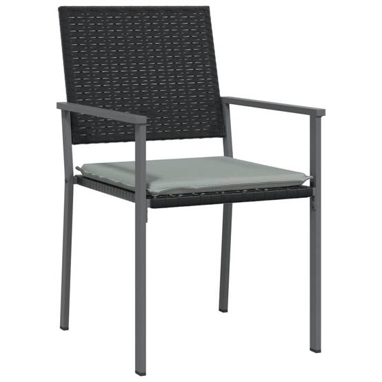 Chaises de jardin et coussins lot de 6 noir 54 x 62.5 x 89 cm rotin - PANGIVO - Image 3