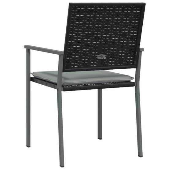 Chaises de jardin et coussins lot de 6 noir 54 x 62.5 x 89 cm rotin - PANGIVO - Image 6
