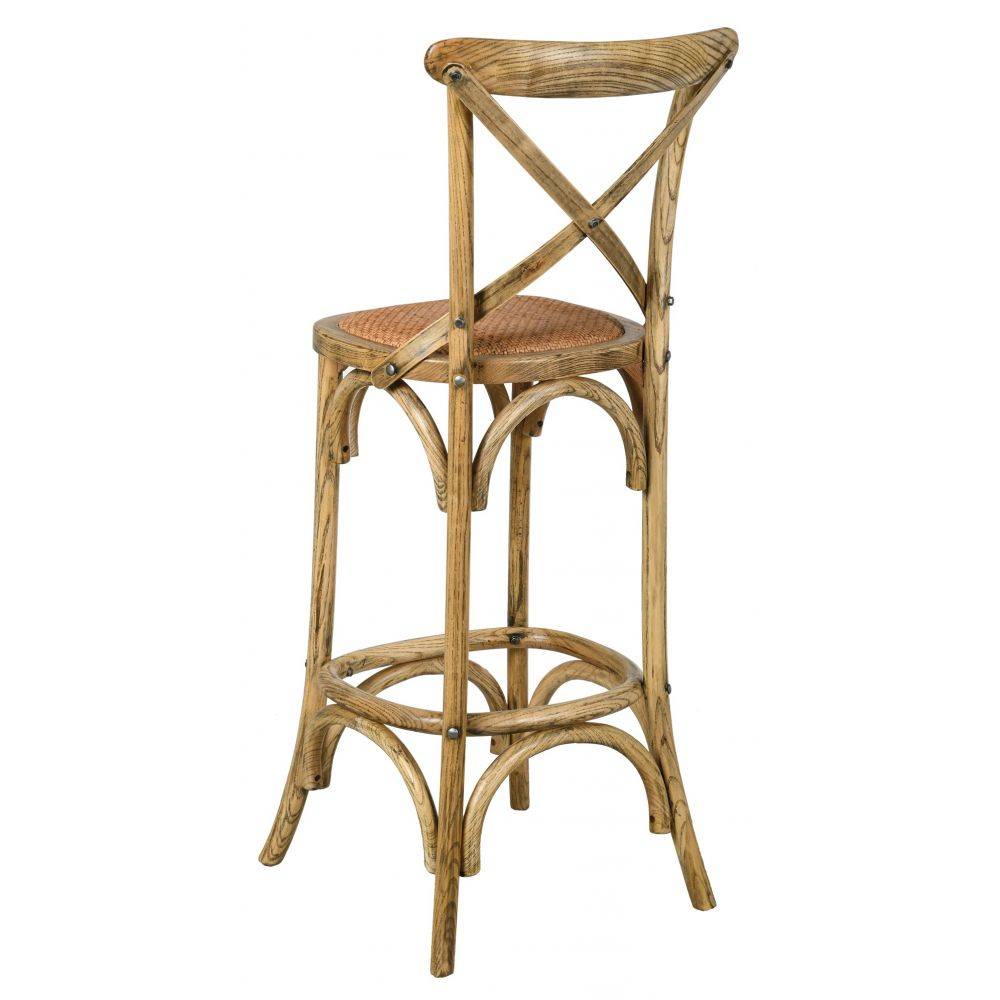 Aubry Gaspard - Tabouret de bar bois et rotin Bistrot chic - Imagen 2