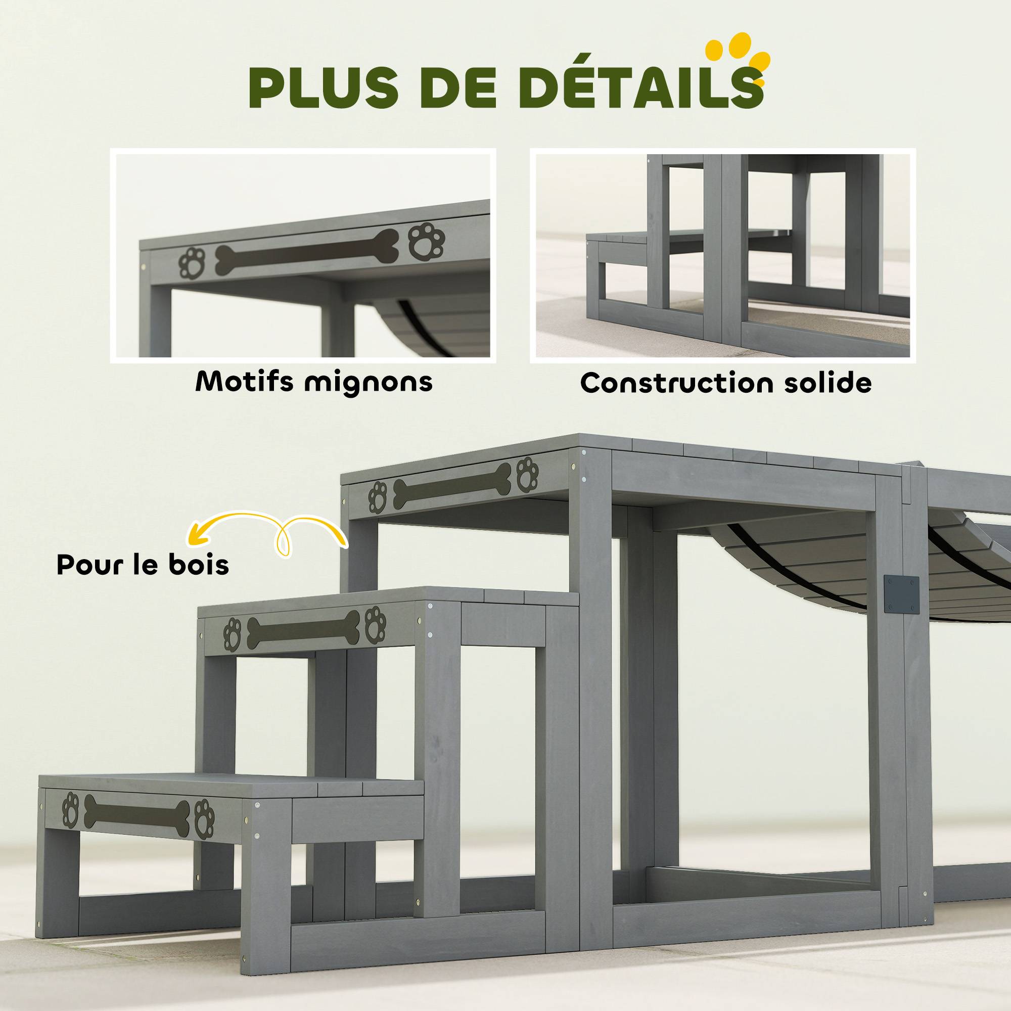 Kit d'agilité pour chien bois gris 117 x 50 x 56 cm - PANGIVO - Image 10