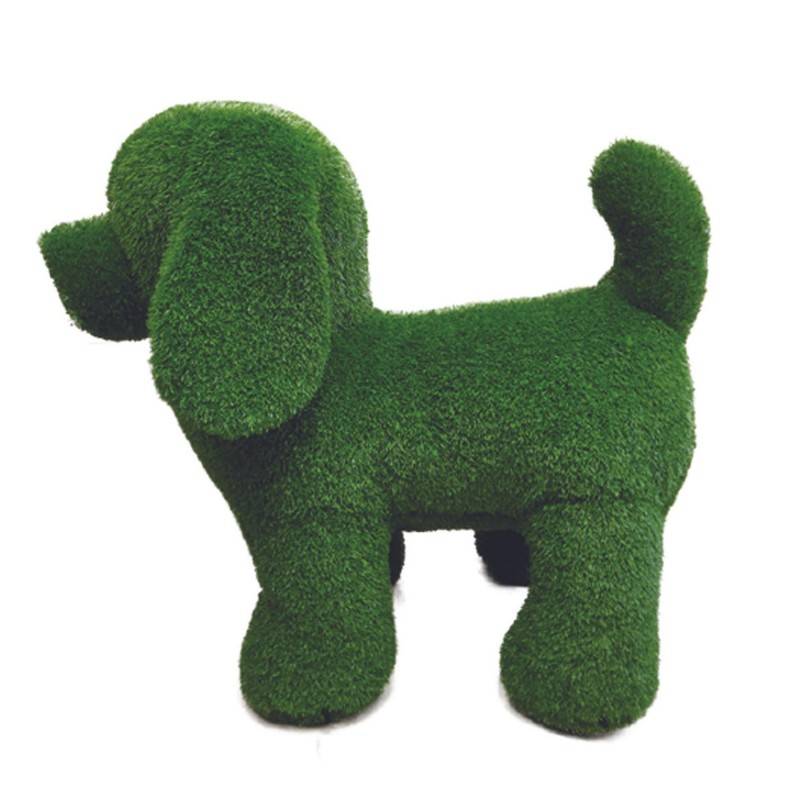 Peluche de jardin chien en gazon synthétique - H.35 cm - Vert 35 cm - Jardinex