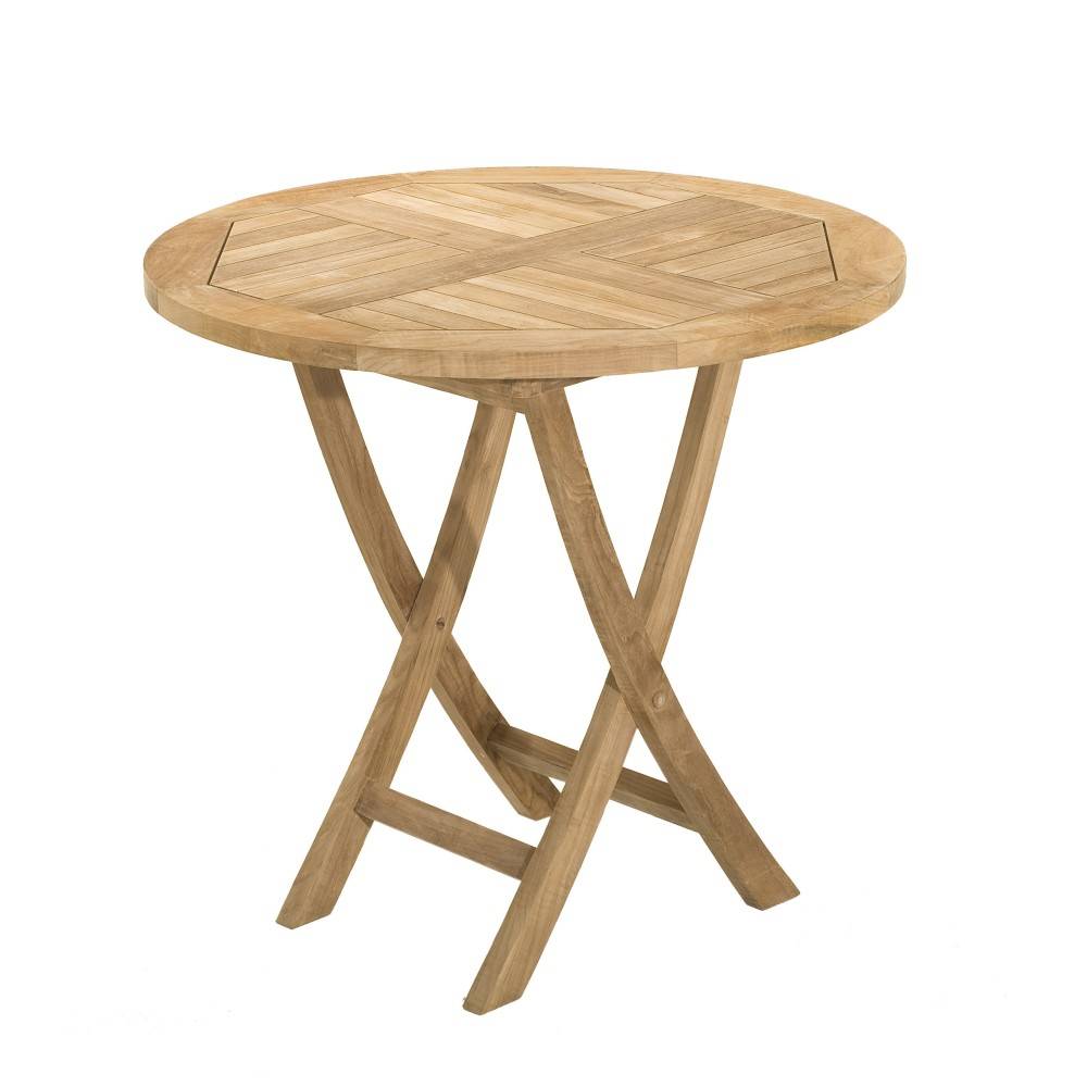 Macabane - FUN - Ensemble de jardin 2 pers. table bois Teck 80cm, 2 chaises gris - Imagen 3
