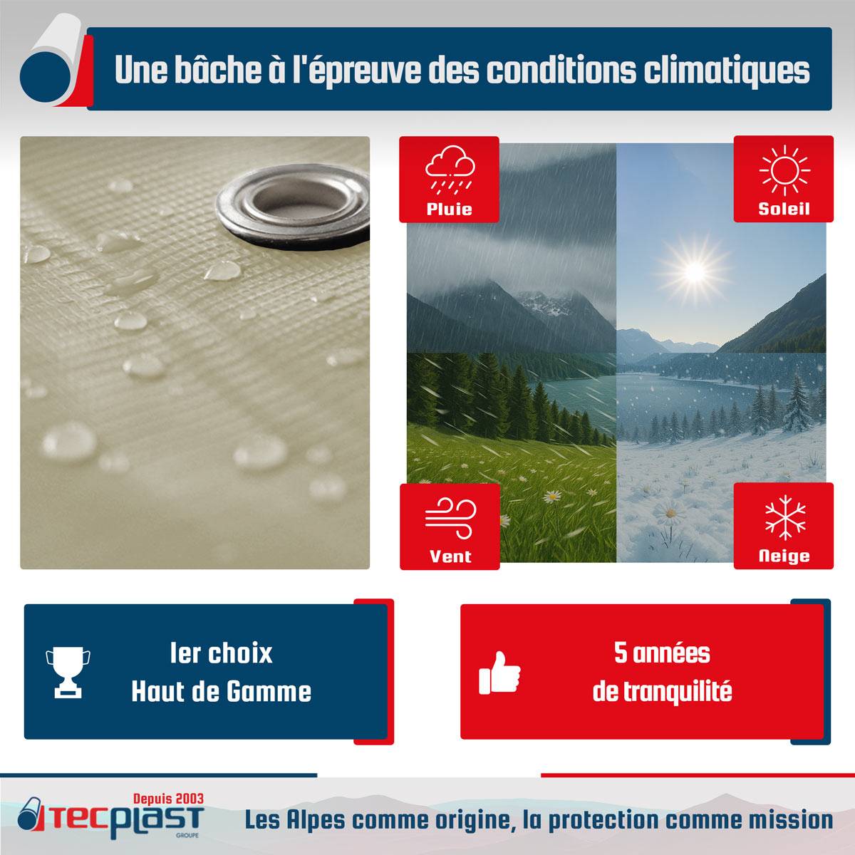 Tecplast - Bâche Bois 2,5x3 m LP506BO Blanc Crème - Garantie 5 ans - Bâche de protection étanche en PVC pour Bois de chauffage TECPLAST - Imagen 4