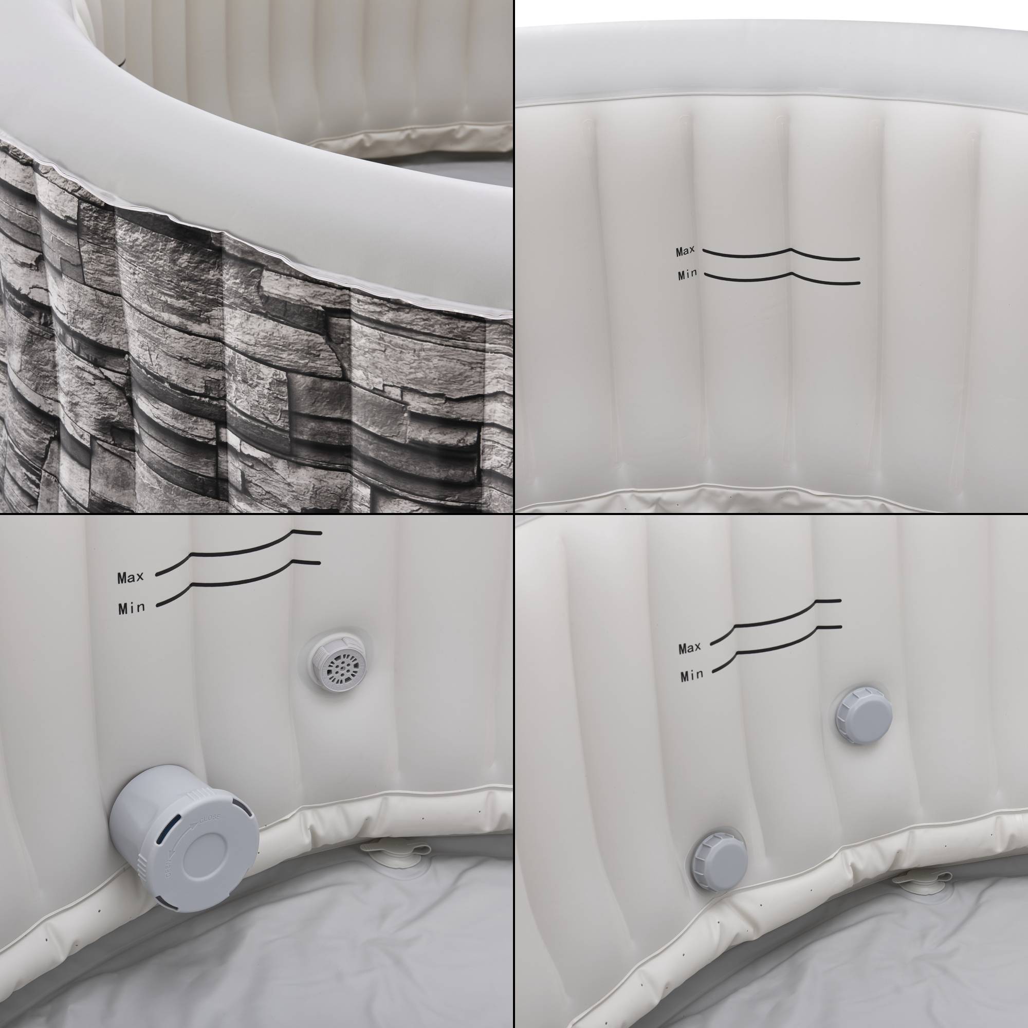 Casa.Pro - Spa gonflable Carosino pour 6 personnes aspect pierre gris pro.tec - Image 7