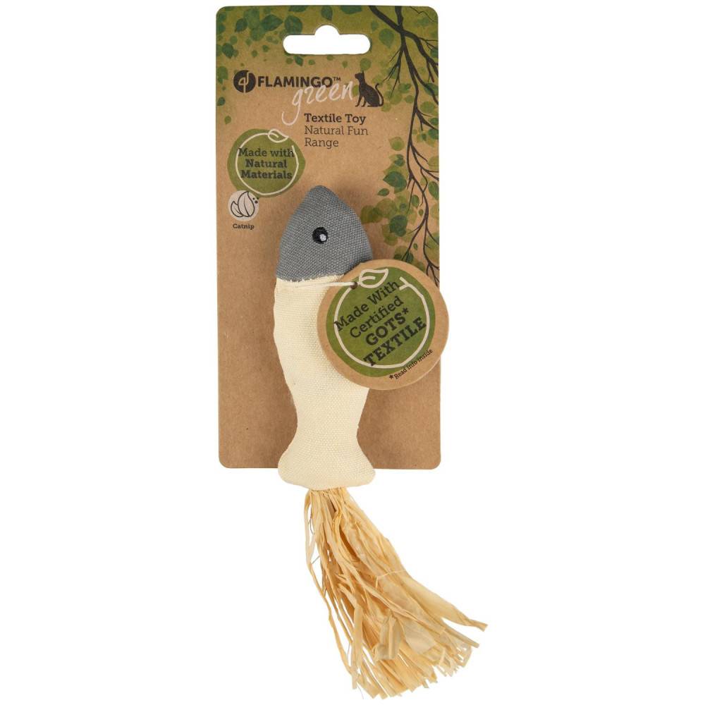 Poisson Natural fun. 20 cm. gris beige. gamme green. jouet pour chat. - Imagen 2
