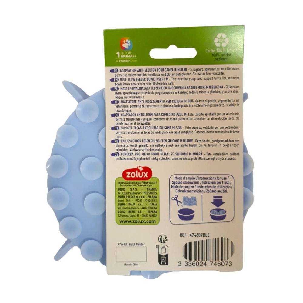 Zolux - Support anti glouton M ø 17.5 cm  silicone bleu  pour chien - Imagen 2