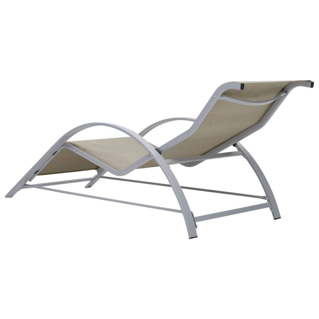 Helloshop26 - Lot de 2 transats chaise longue bain de soleil lit de jardin terrasse meuble d'extérieur avec table aluminium crème - Imagen 6