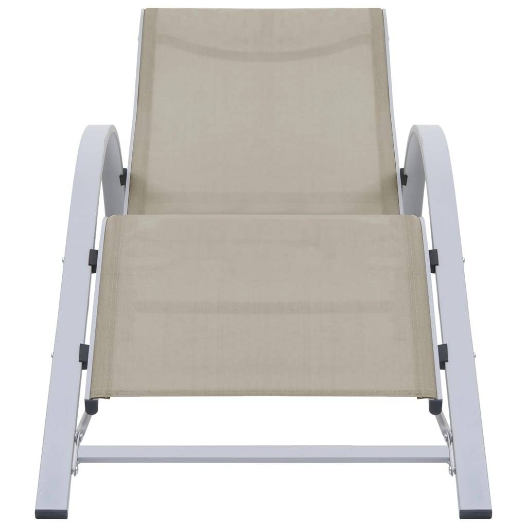 Helloshop26 - Lot de 2 transats chaise longue bain de soleil lit de jardin terrasse meuble d'extérieur avec table aluminium crème - Imagen 4
