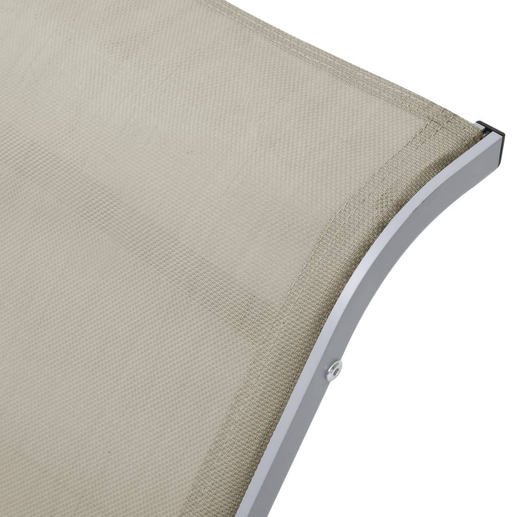 Helloshop26 - Lot de 2 transats chaise longue bain de soleil lit de jardin terrasse meuble d'extérieur avec table aluminium crème - Imagen 7