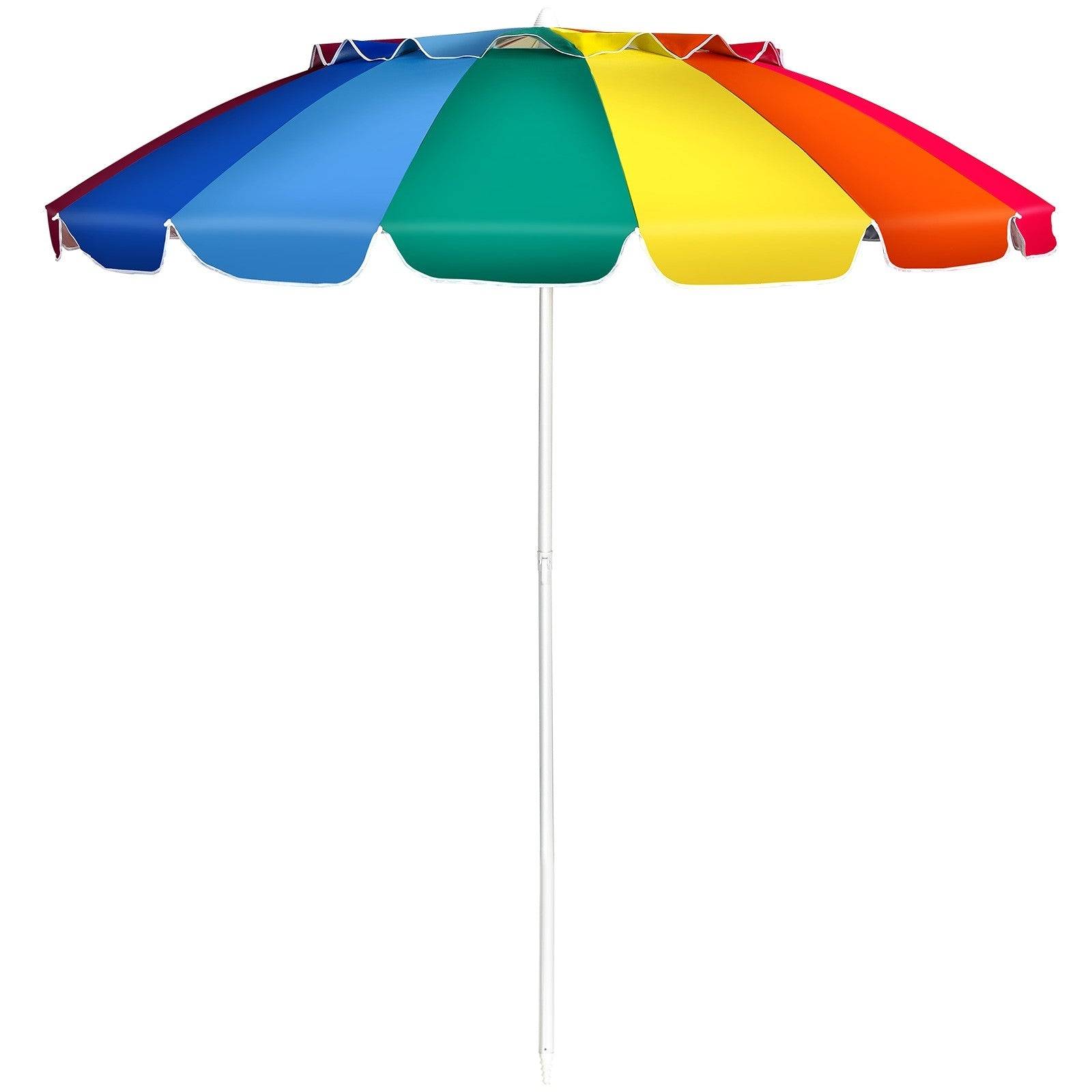 Helloshop26 - Parasol de plage inclinable 2,45 m protection upf 50+ baleines en fibre de verre avec sac pied amovible multicolore - Imagen 1