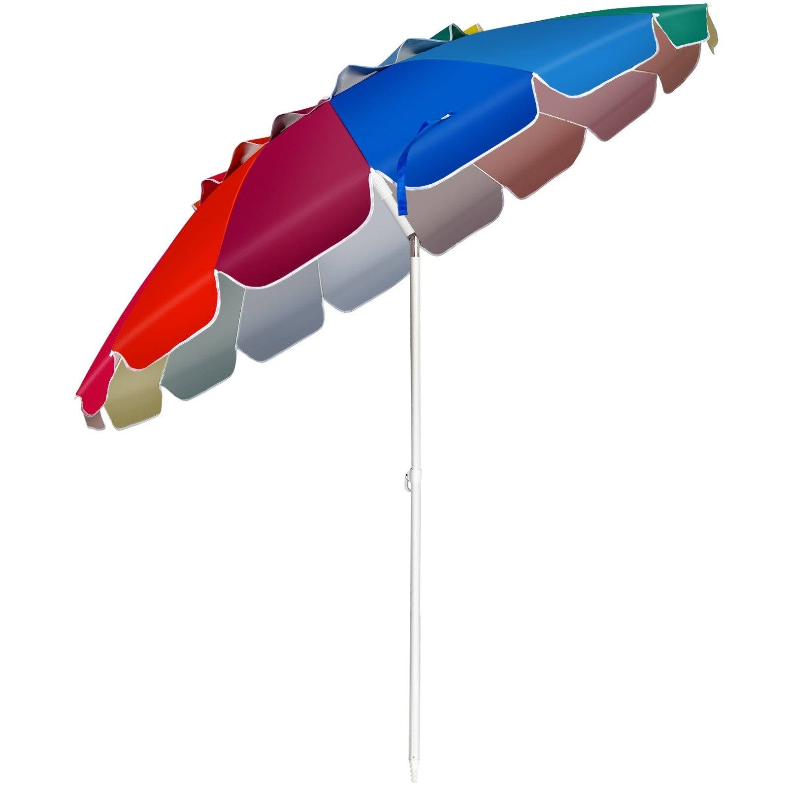 Helloshop26 - Parasol de plage inclinable 2,45 m protection upf 50+ baleines en fibre de verre avec sac pied amovible multicolore - Imagen 2