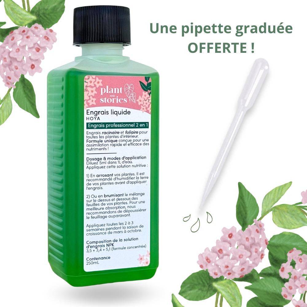Engrais Hoya - Engrais liquide 250ml - Engrais racinaire et foliaire + Pipette graduée offerte !