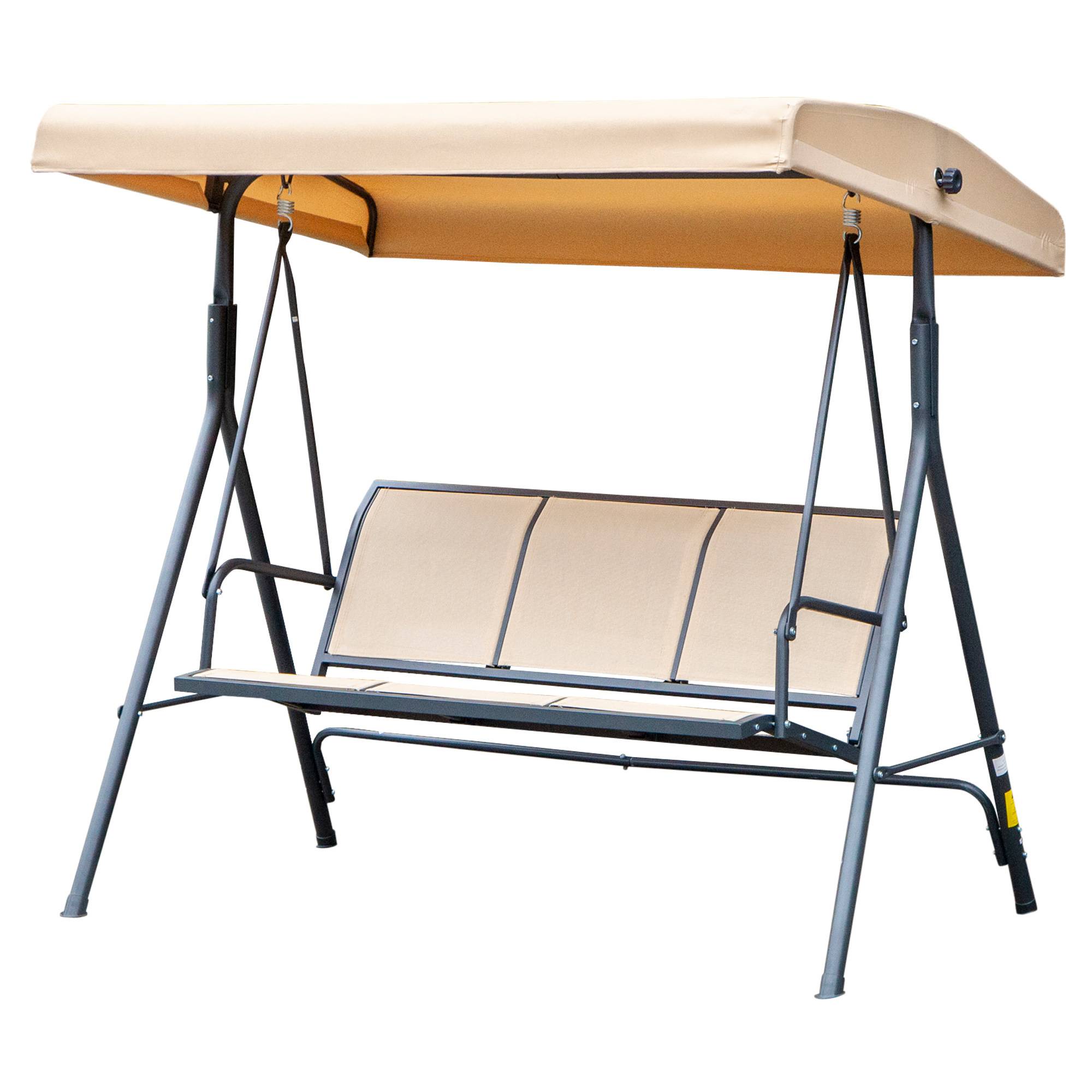 Balancelle de jardin 3 places acier textilène patio toit imperméable ergonomique beige - ComfortXL Outdoor Living - Image 2