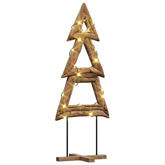 Sapin de Noël en bois de teck massif décoration rustique pour salon 90 cm – ComfortXL Outdoor Living - Image 3