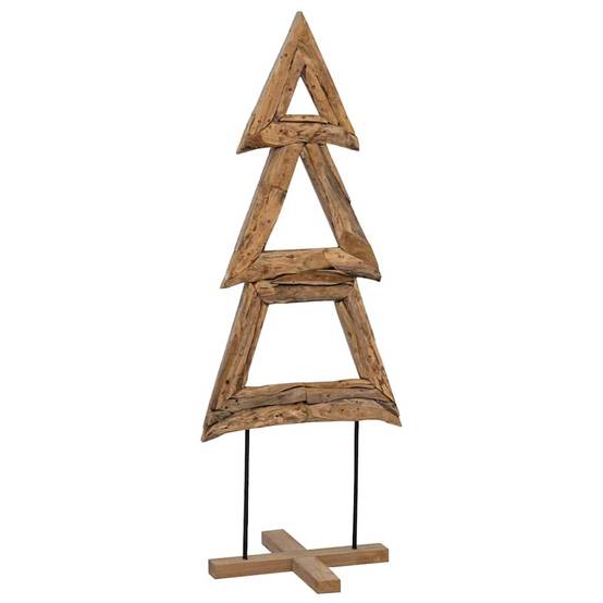 Sapin de Noël en bois de teck massif décoration rustique pour salon 90 cm – ComfortXL Outdoor Living - Image 2