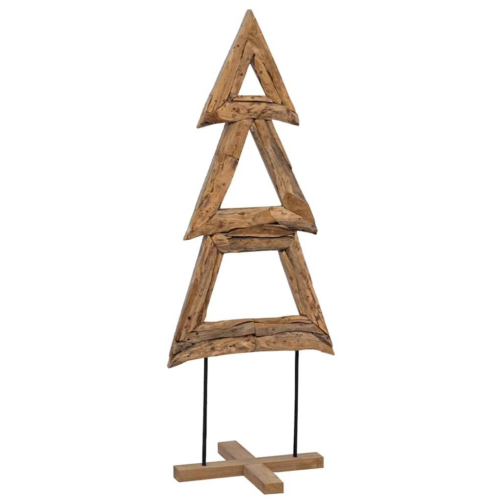 Sapin de Noël en bois de teck massif décoration rustique pour salon 90 cm – ComfortXL Outdoor Living - Image 2