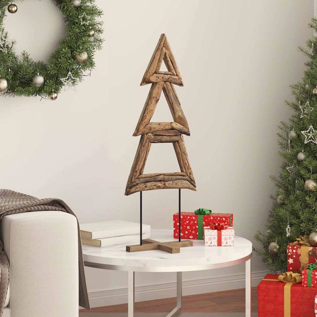 Sapin de Noël en bois de teck massif décoration rustique pour salon 90 cm – ComfortXL Outdoor Living - Image 4