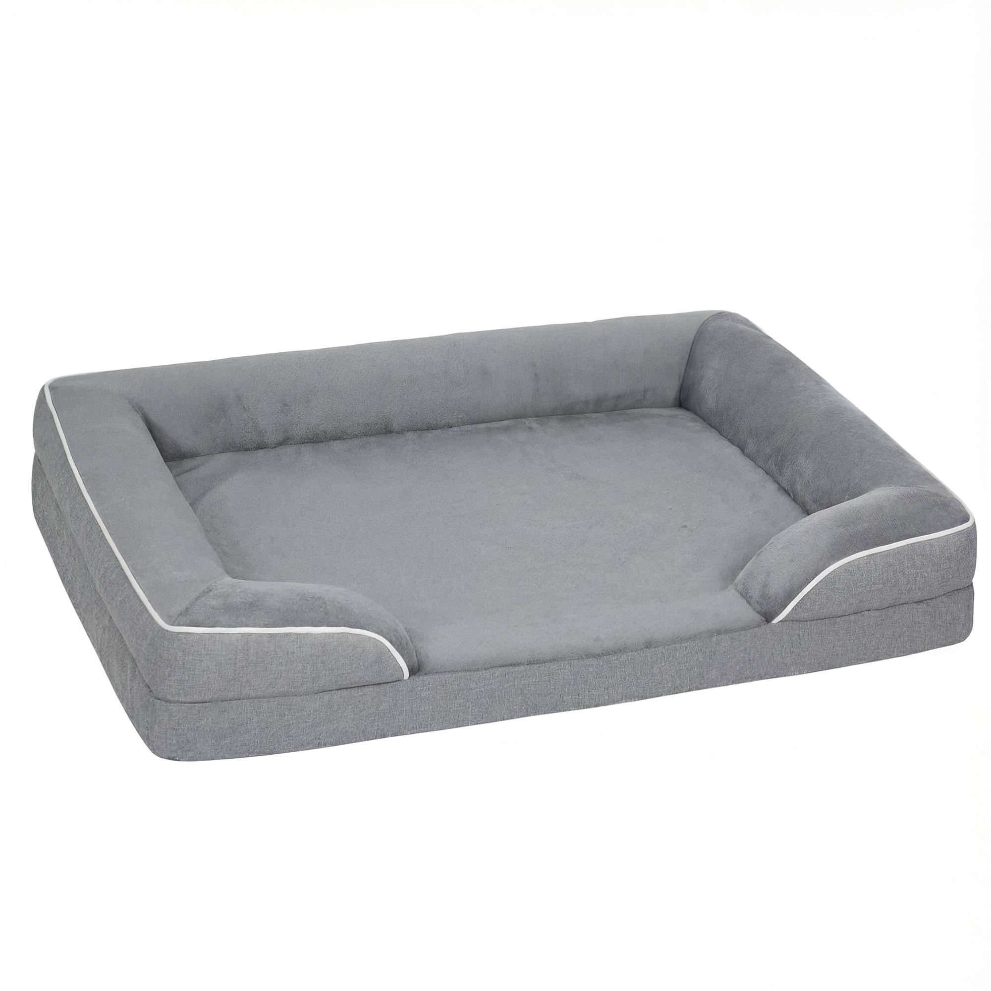 Panier Orthopédique Flanelle pour Chien Moyen Confort Articulaire 91,5x68,5cm Gris - ComfortXL Outdoor Living - Image 2