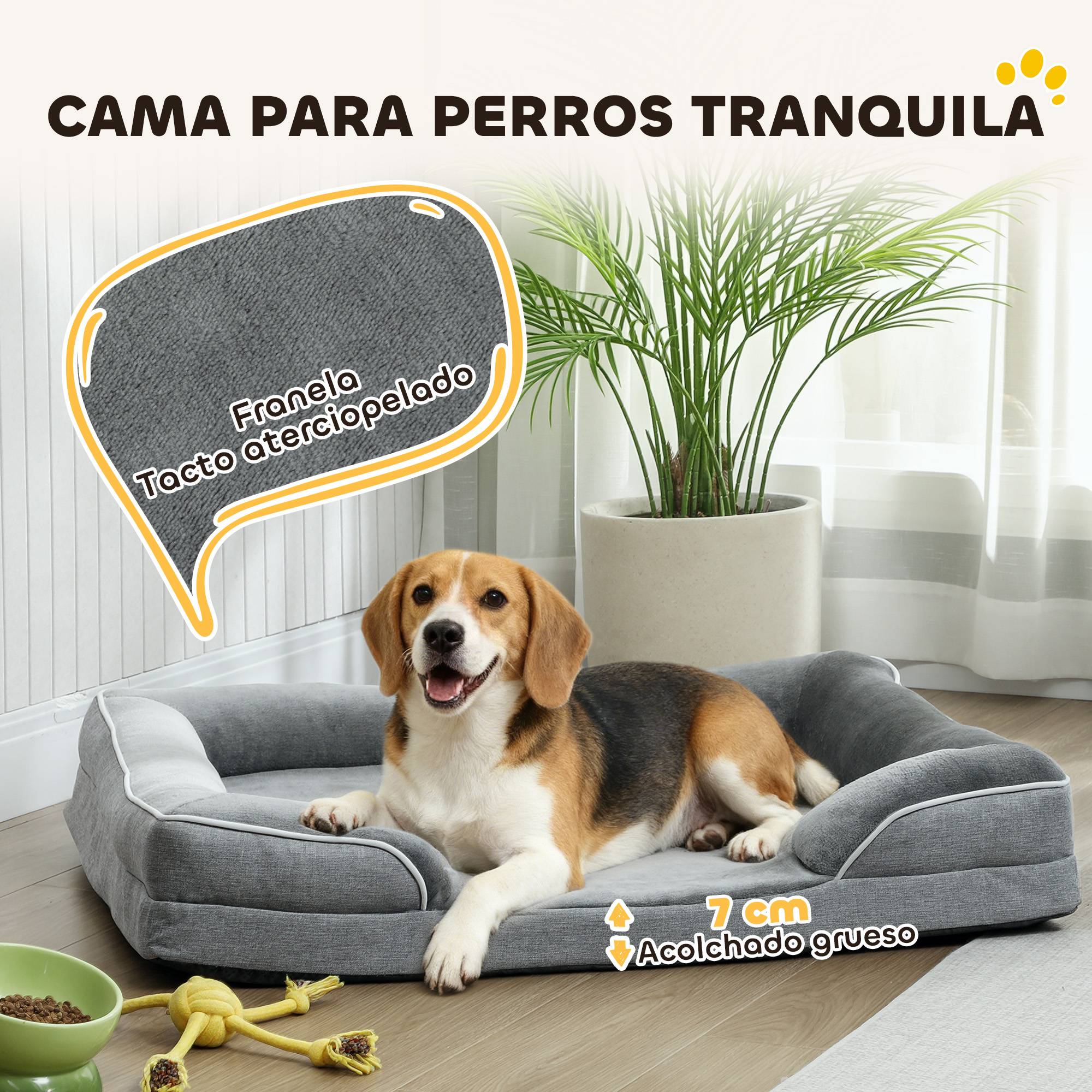 Panier Orthopédique Flanelle pour Chien Moyen Confort Articulaire 91,5x68,5cm Gris - ComfortXL Outdoor Living - Image 6