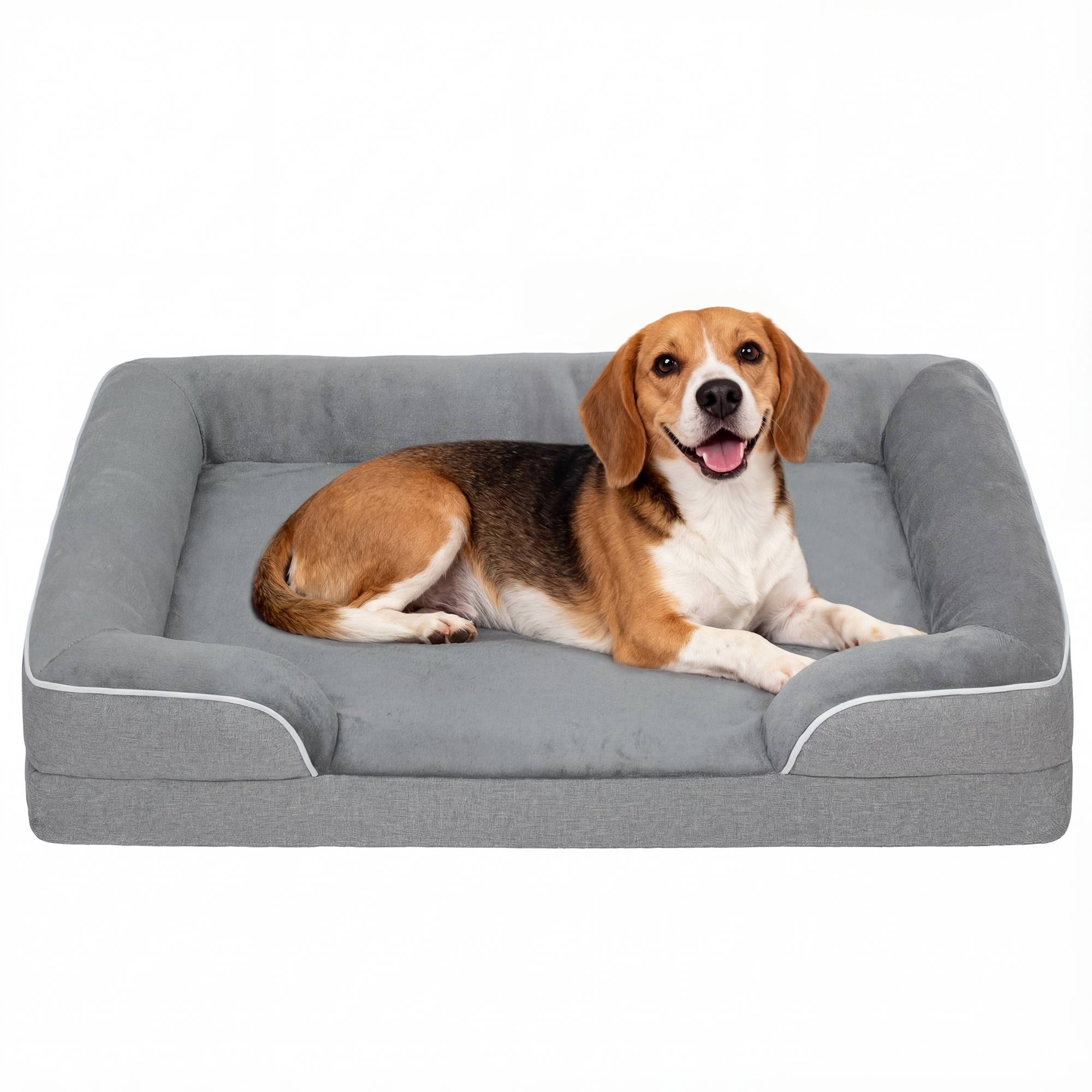 Panier Orthopédique Flanelle pour Chien Moyen Confort Articulaire 91,5x68,5cm Gris - ComfortXL Outdoor Living - Image 1