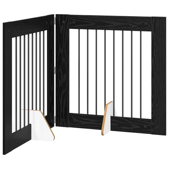 ComfortXL - Barrière Chien Bois Intérieur Clôture Modulable Pliable 160x80cm Chêne Noir - ComfortXL Outdoor Living - Image 2