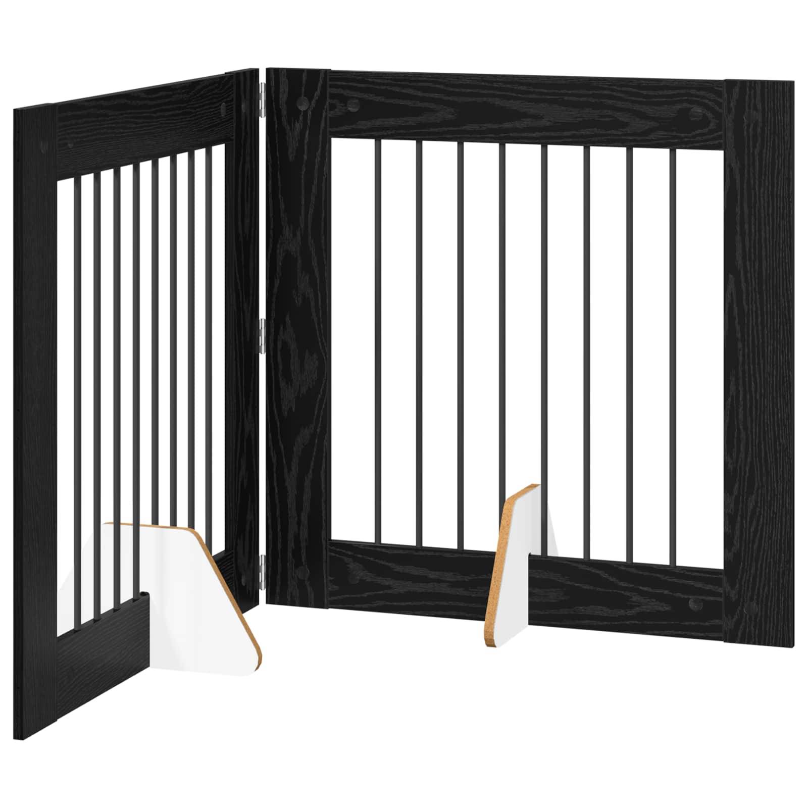ComfortXL - Barrière Chien Bois Intérieur Clôture Modulable Pliable 160x80cm Chêne Noir - ComfortXL Outdoor Living - Image 2