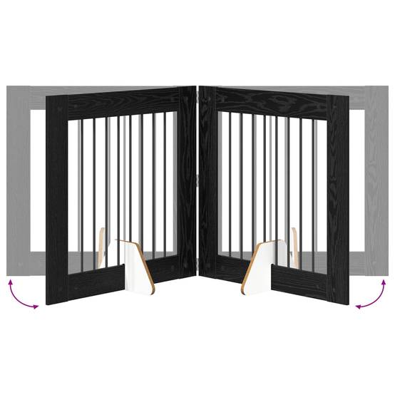 ComfortXL - Barrière Chien Bois Intérieur Clôture Modulable Pliable 160x80cm Chêne Noir - ComfortXL Outdoor Living - Image 7