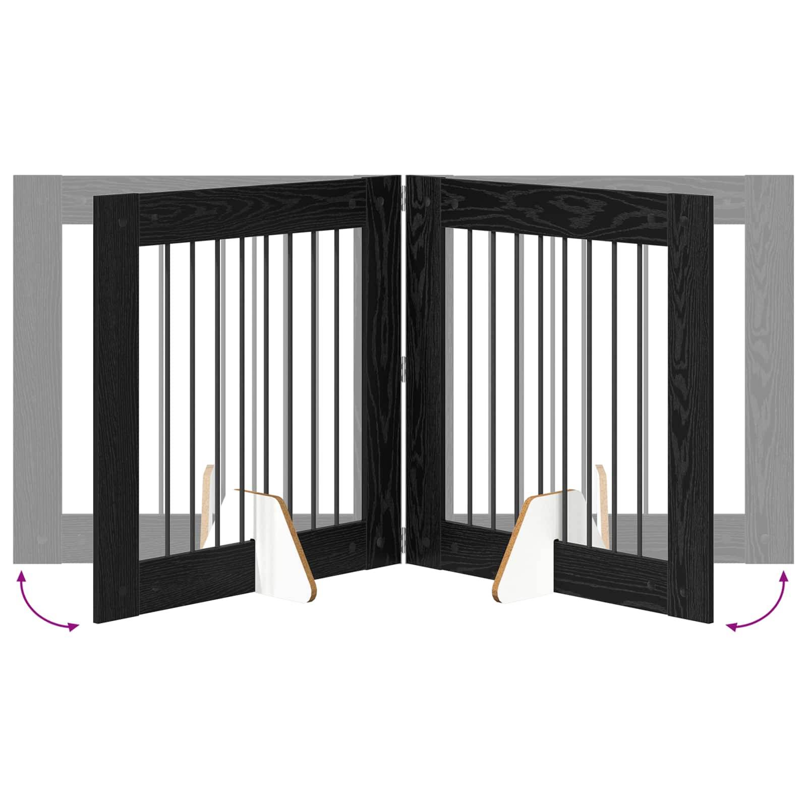 ComfortXL - Barrière Chien Bois Intérieur Clôture Modulable Pliable 160x80cm Chêne Noir - ComfortXL Outdoor Living - Image 7