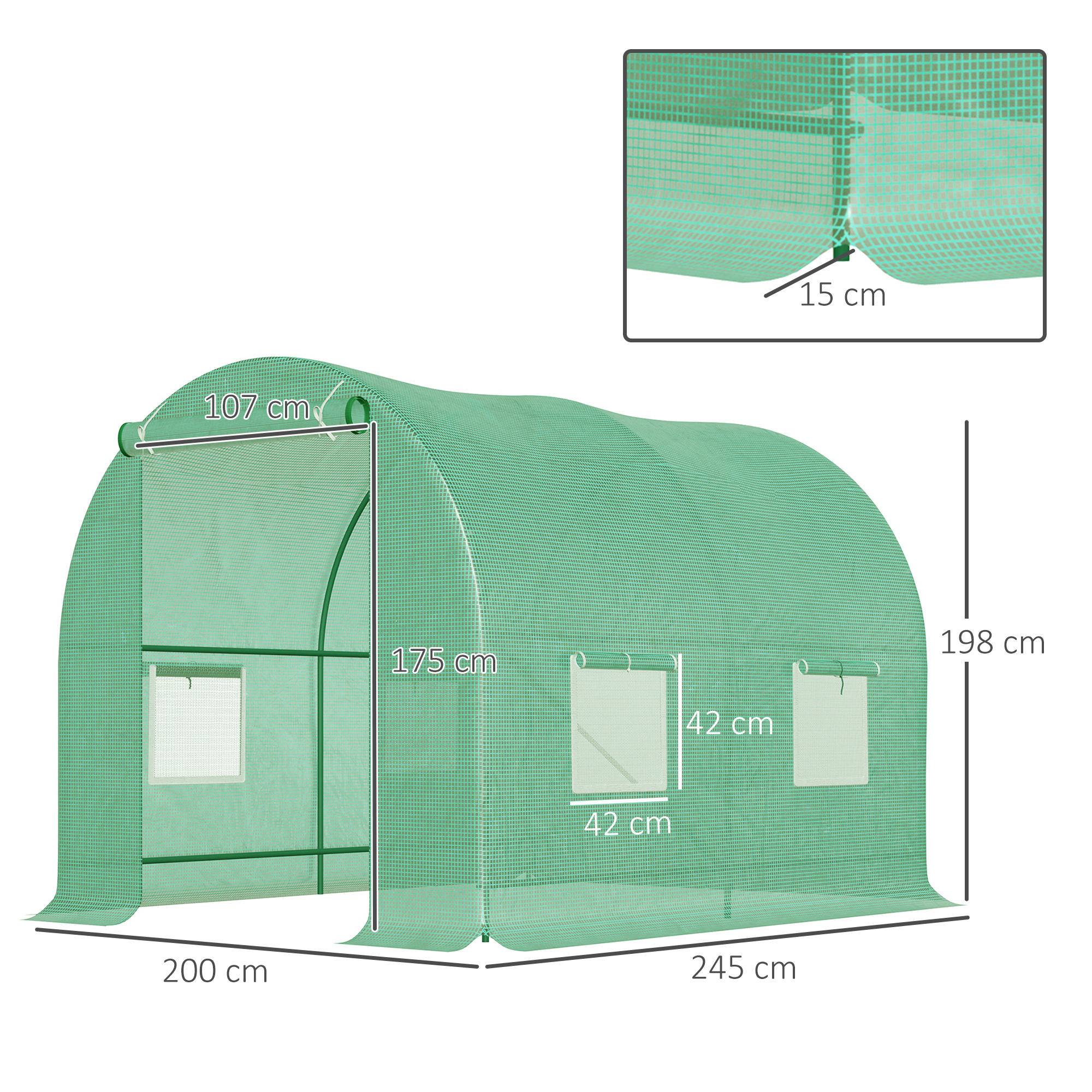 ComfortXL - Serre tunnel acier PE pour potager protection froid oiseaux 245x200cm Vert - ComfortXL Outdoor Living - Image 5