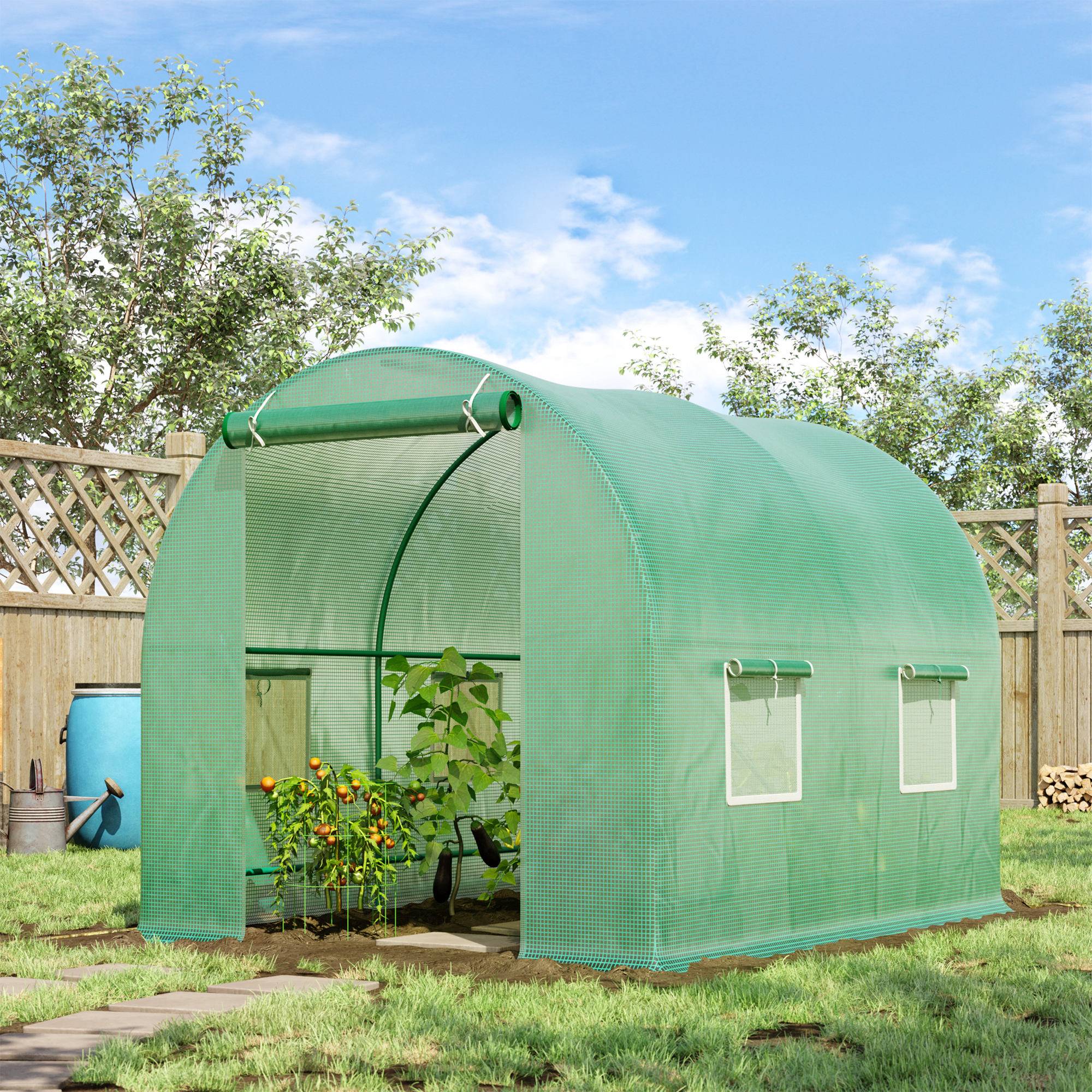ComfortXL - Serre tunnel acier PE pour potager protection froid oiseaux 245x200cm Vert - ComfortXL Outdoor Living - Image 3