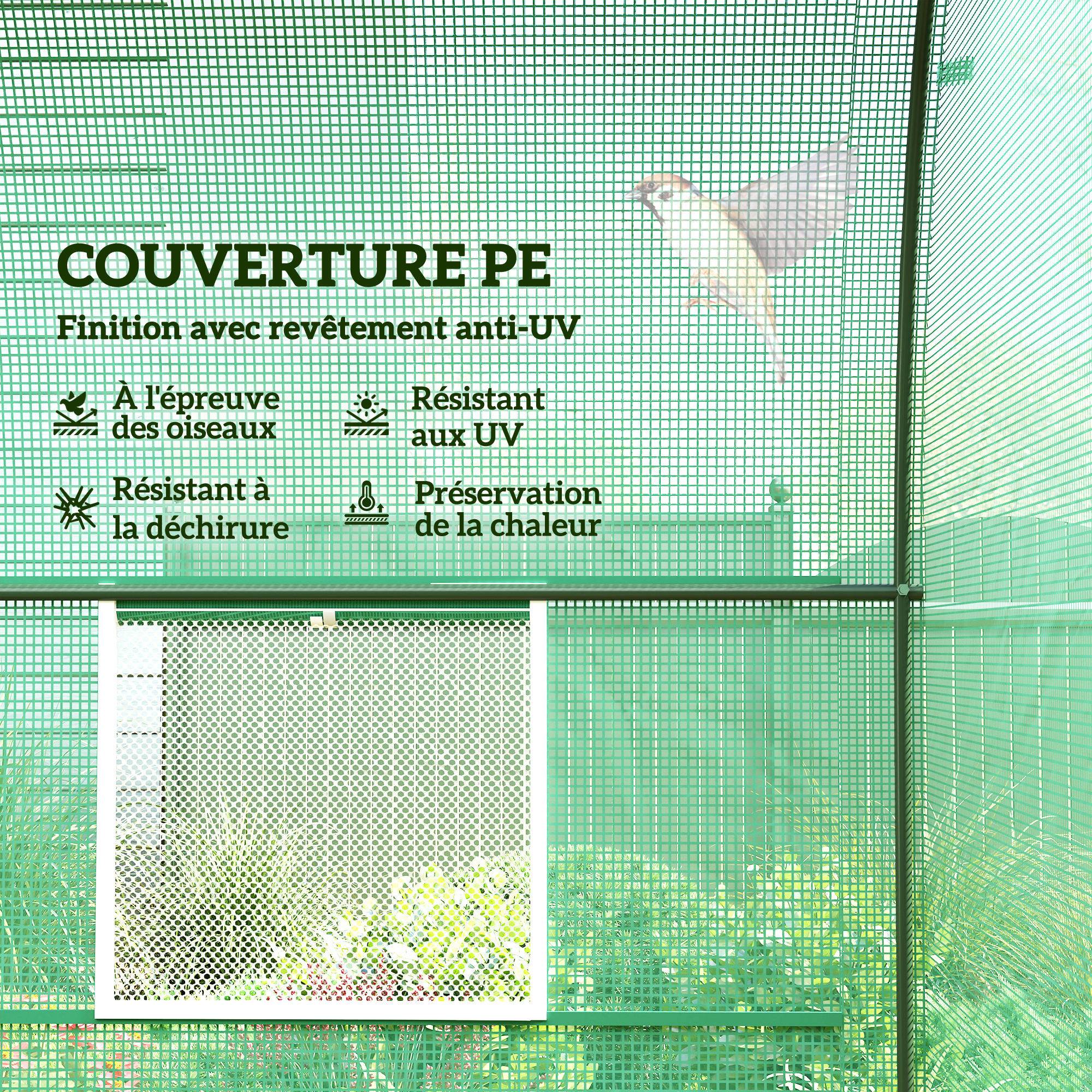 ComfortXL - Serre tunnel acier PE pour potager protection froid oiseaux 245x200cm Vert - ComfortXL Outdoor Living - Image 6