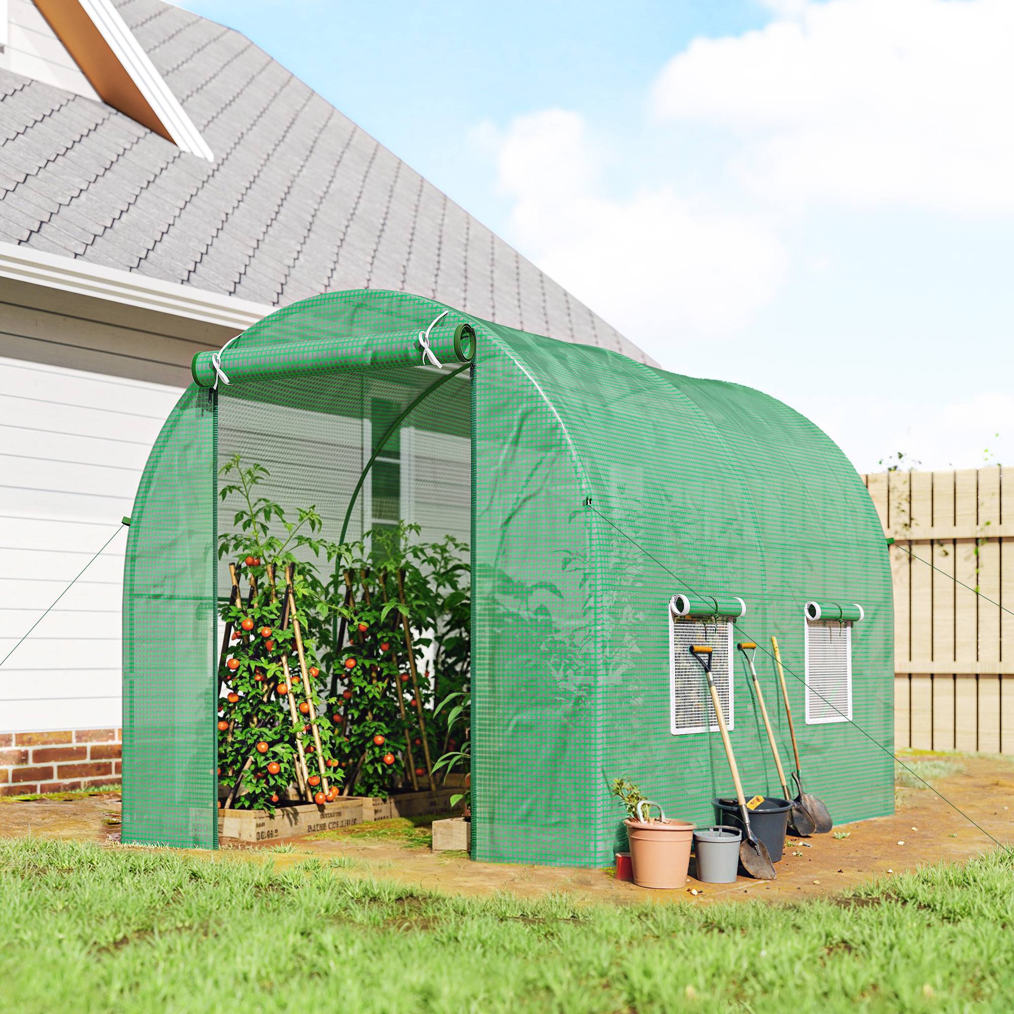 ComfortXL - Serre tunnel de jardin acier 245 x 200 x 198 cm verte potager protection plantes - ComfortXL Outdoor Living - Image 1