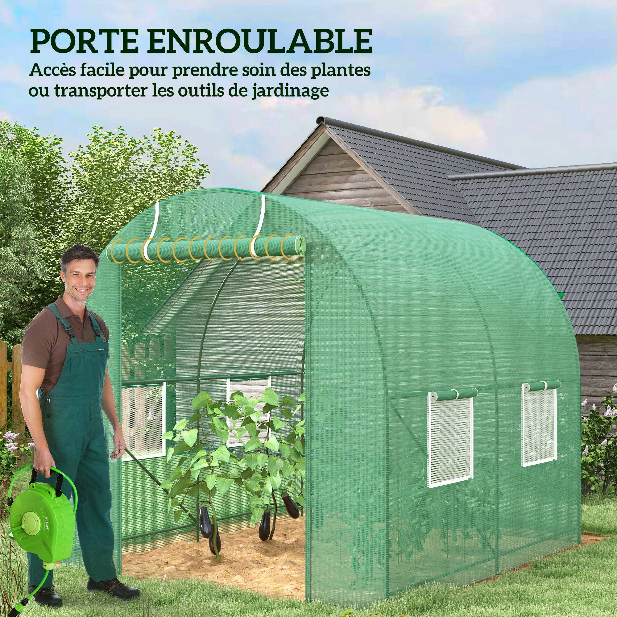 ComfortXL - Serre tunnel acier PE pour potager protection froid oiseaux 245x200cm Vert - ComfortXL Outdoor Living - Image 7