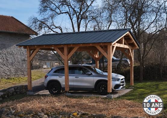 Carport bois Douglas 18 m² – Garantie 10 ans – 2 pentes – 6 poteaux – Abri voiture extérieur – Fabrication française - Image 5