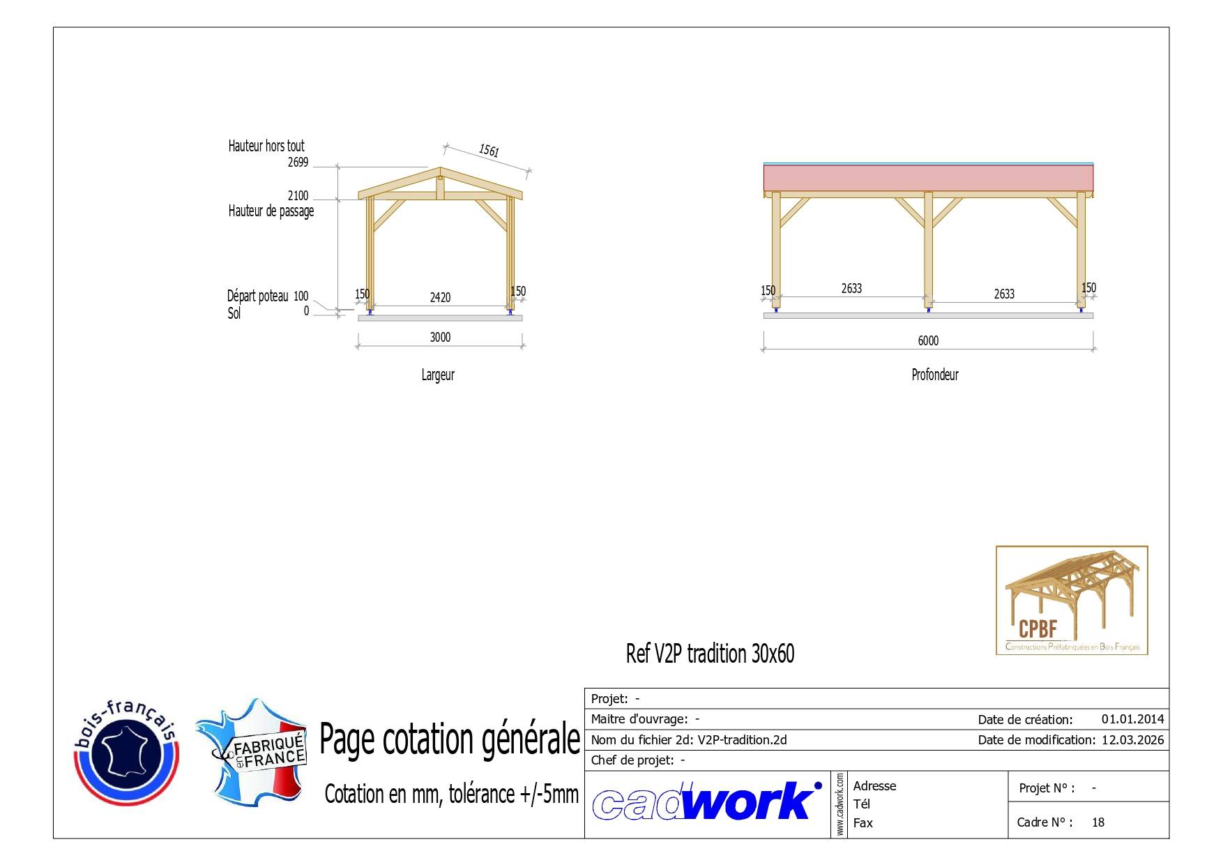 Carport bois Douglas 18 m² – Garantie 10 ans – 2 pentes – 6 poteaux – Abri voiture extérieur – Fabrication française - Image 3