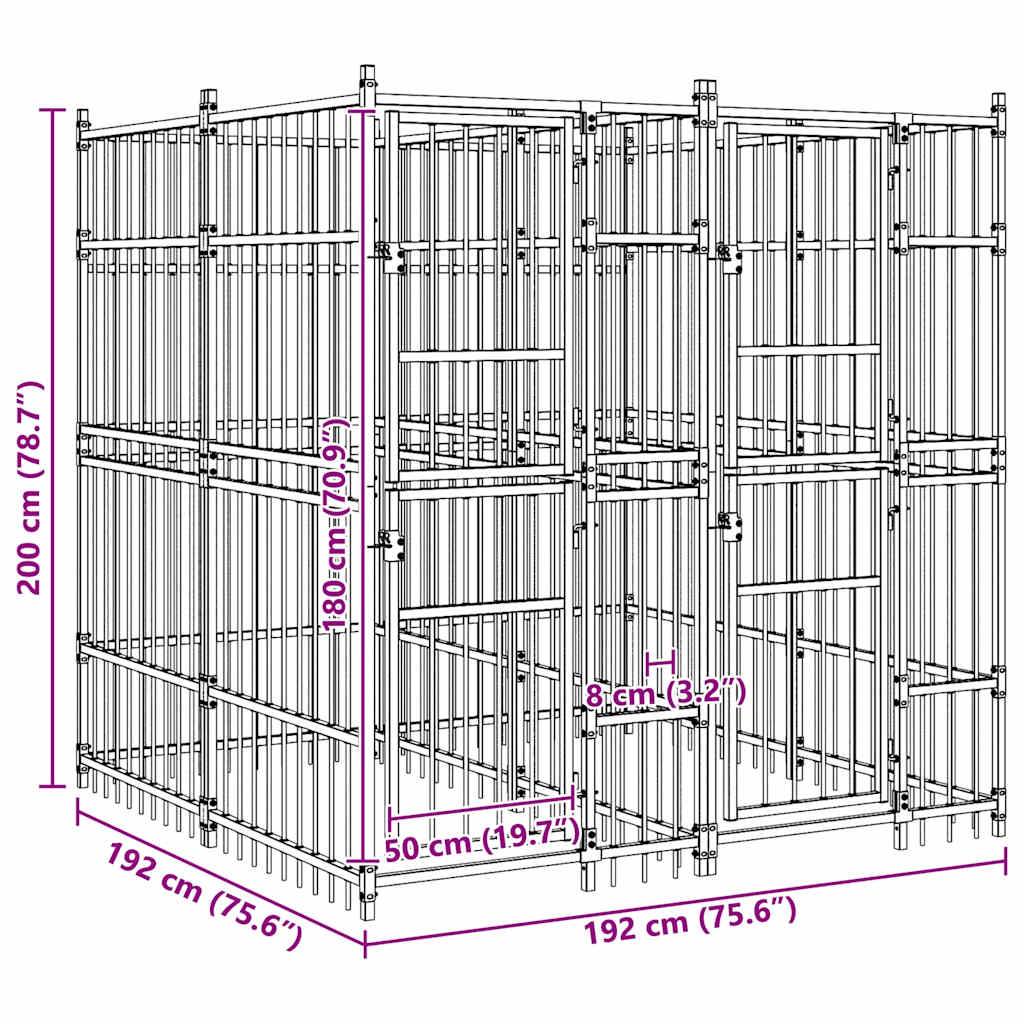 Vidaxl - Chenil d'extérieur pour chiens Acier 3,69 m² vidaXL 3097937 - Imagen 3