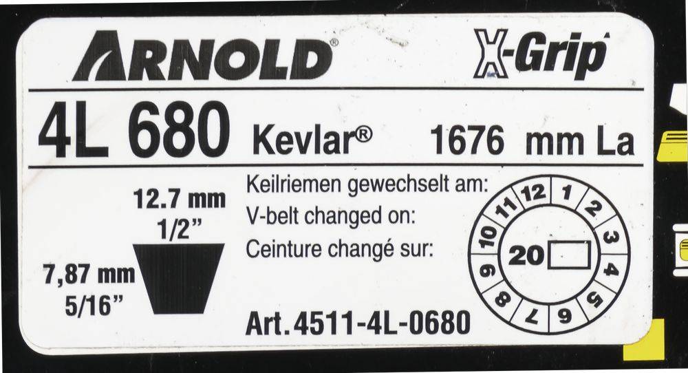 Arnold - Courroie trapézoïdale X-Grip V de type 4L680 Arnold - Imagen 2