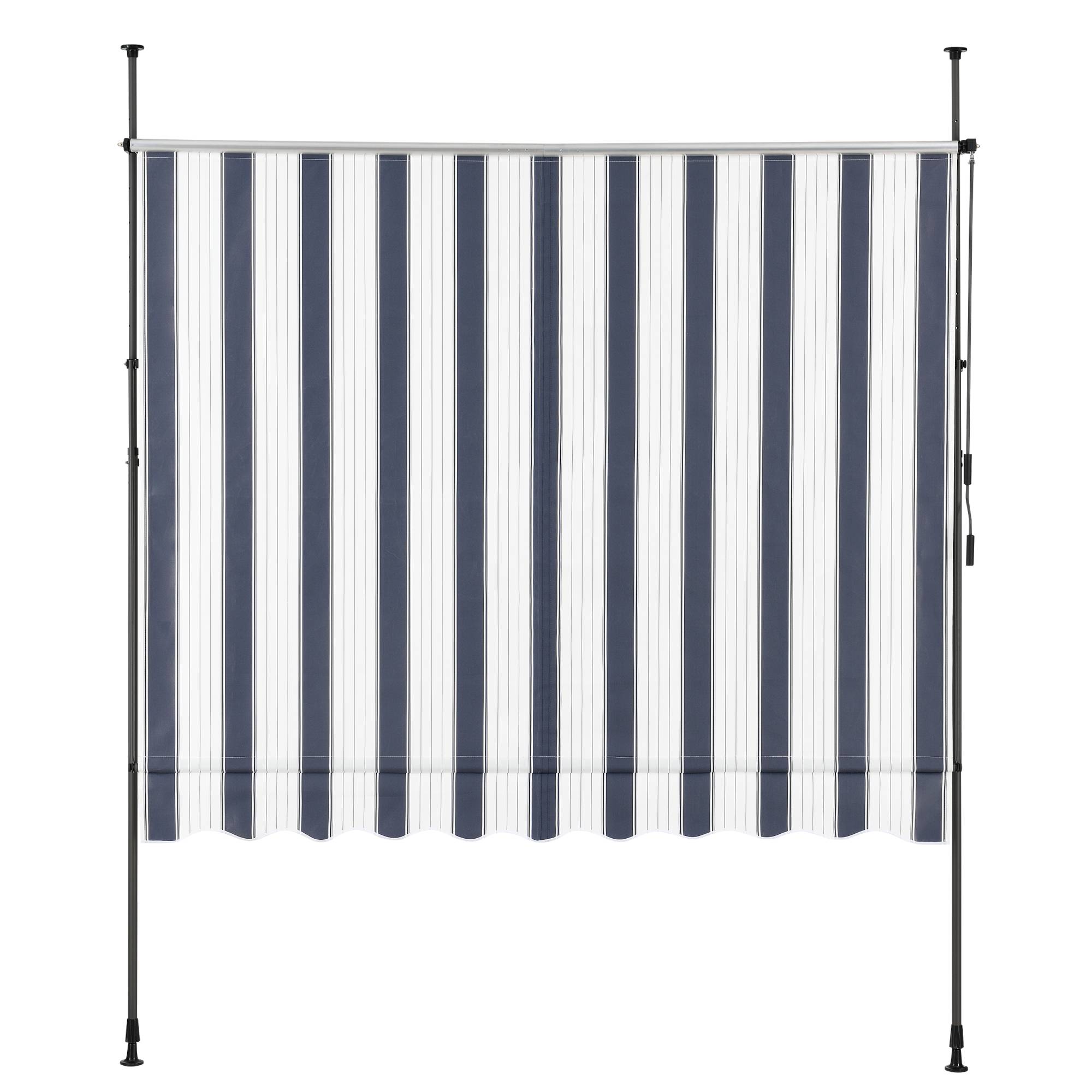Pro.Tec - Store Banne Téléscopique Acier Polyester 400 x 120 x 220-309 cm Bleu Foncé Blanc [pro.tec] - Imagen 5