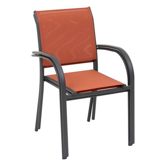 Hesperide - Fauteuil de jardin empilable "Piazza" ambre & graphite en aluminium traité en epoxy Hespéride - Image 2