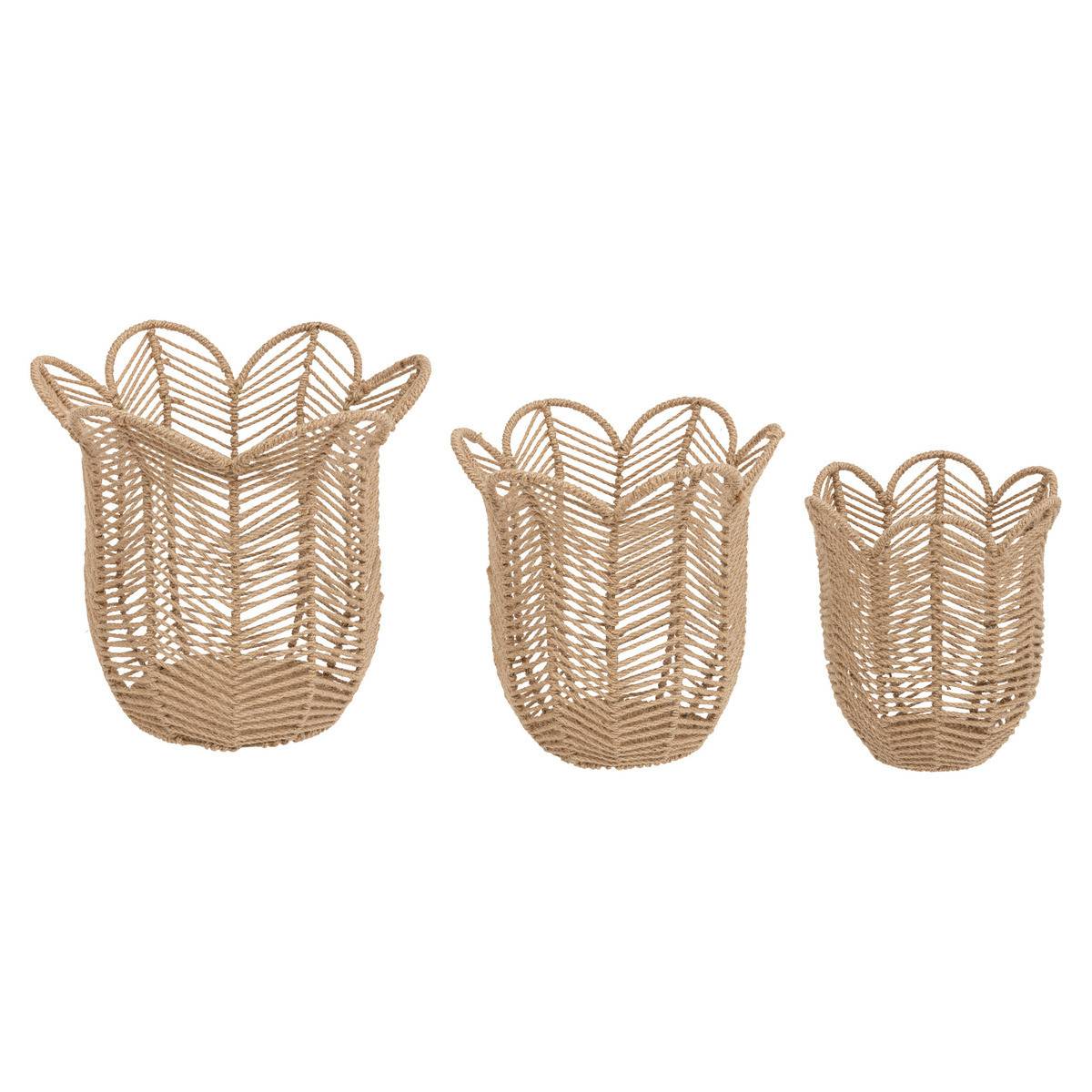 Lot de 3 Paniers de rangement en Jute D 37 D 30 et D 25 cm - Imagen 1